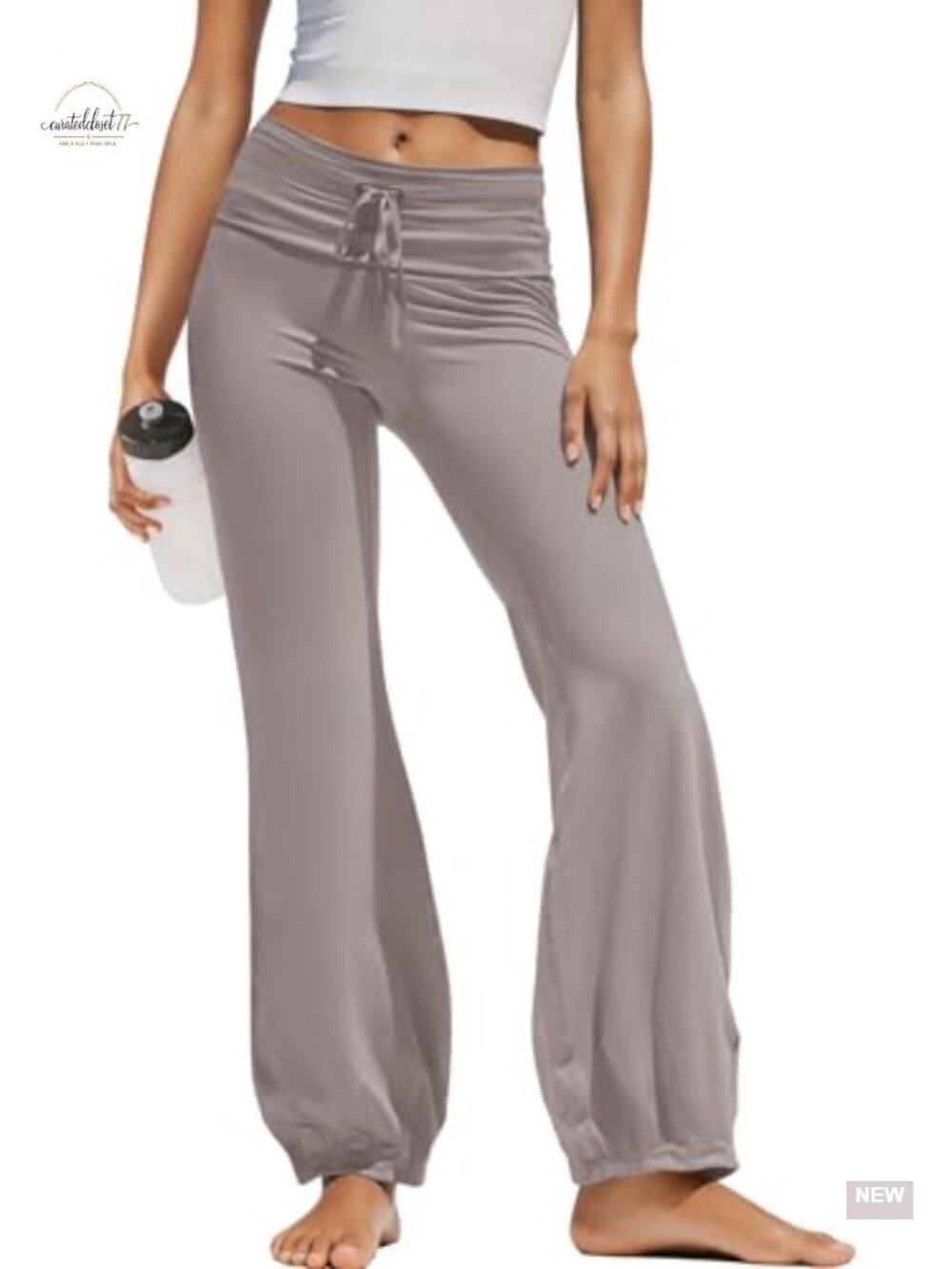 Womens Wide Leg Leggings Fold Over High Waisted Flare Yoga Pants